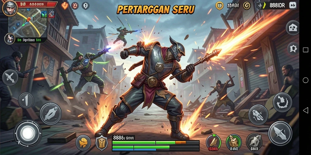 Tampilan aksi mendebarkan dalam gameplay 888IDR.