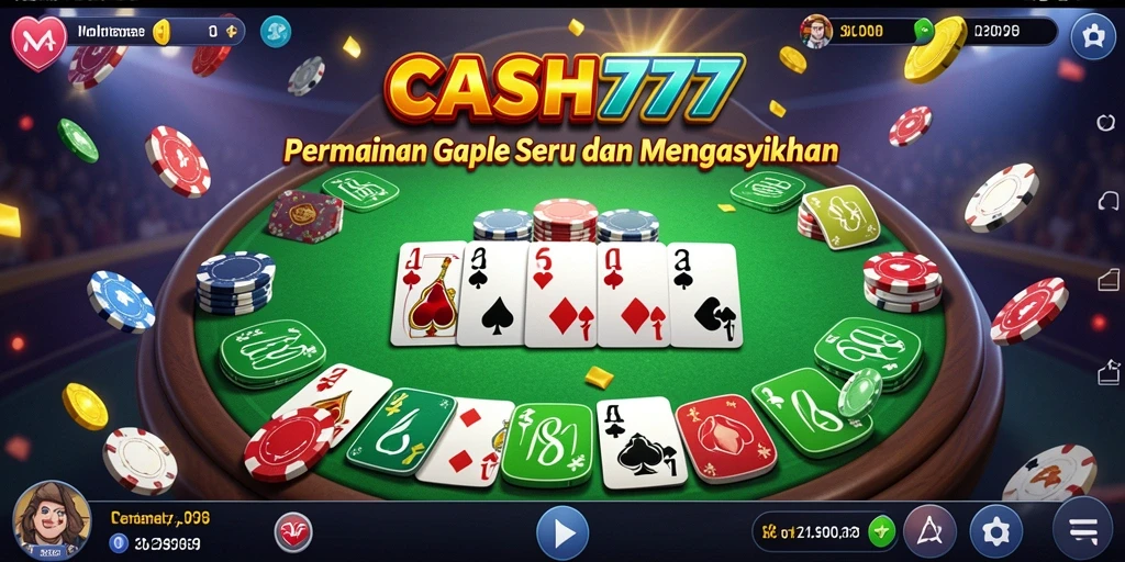 Tampilan utama screenshot <strong>CASH777</strong> yang menampilkan gameplay Gaple yang seru.