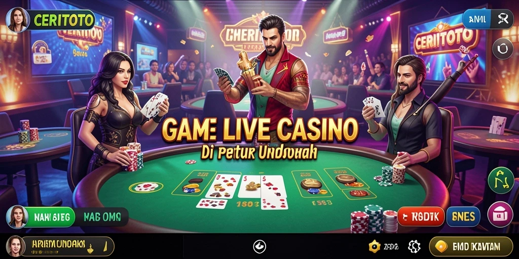 Screenshot gameplay Live Casino CERITOTO menampilkan dealer langsung dan suasana yang menarik.