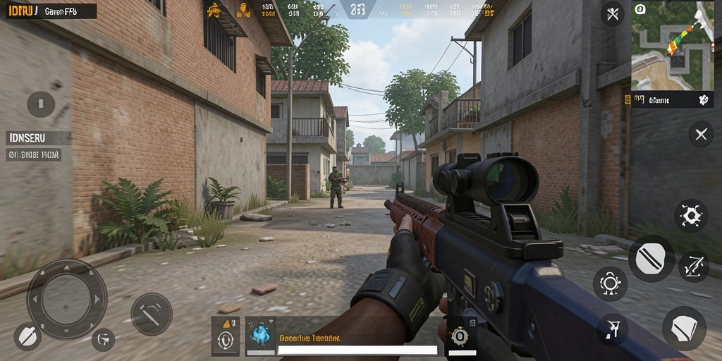 Screenshot gameplay IDNSERU dengan aksi tembak-menembak yang intens.