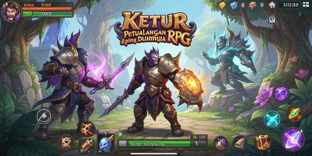 Screenshot KETUA menampilkan pertempuran seru dalam dunia RPG.