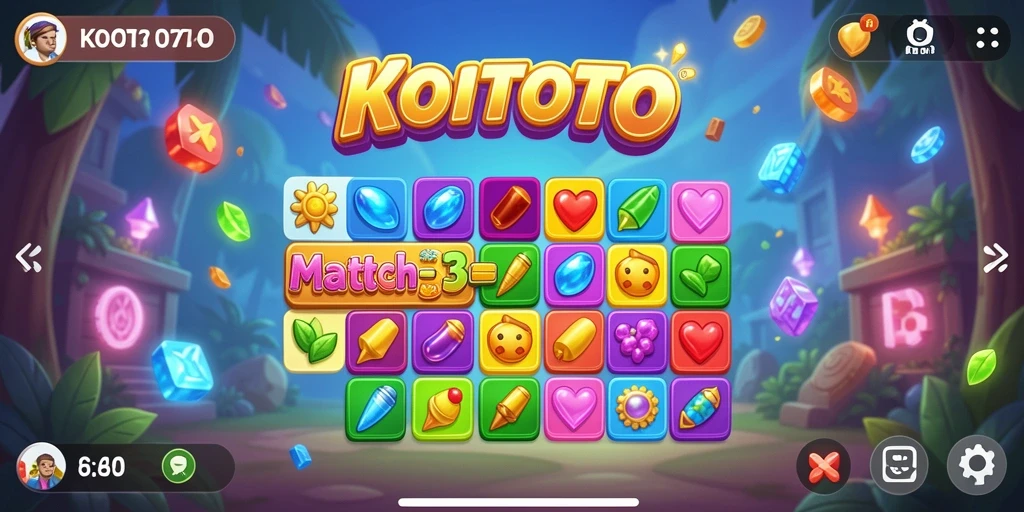 Screenshot utama KOITOTO menampilkan gameplay seru Match-3.