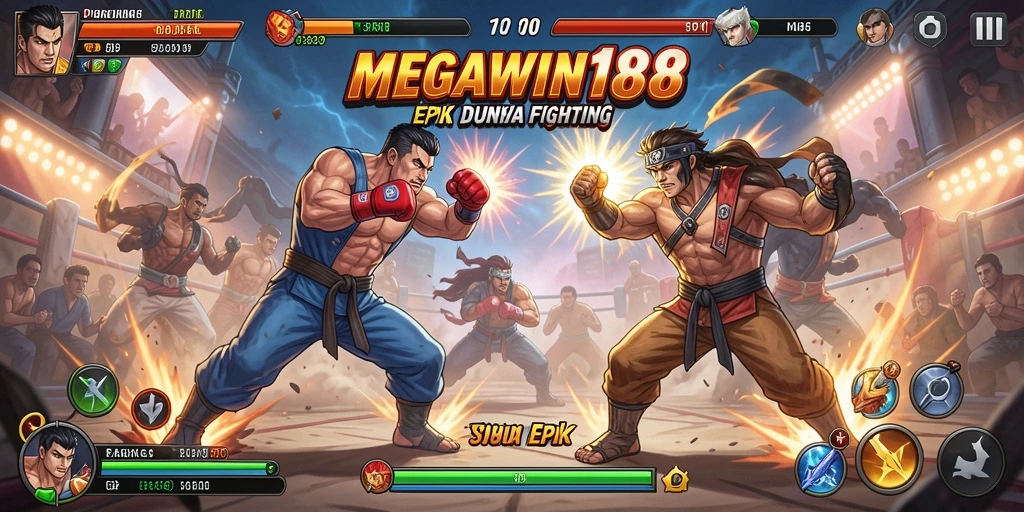 Tampilan seru pertarungan di MEGAWIN188 dengan karakter yang beragam.