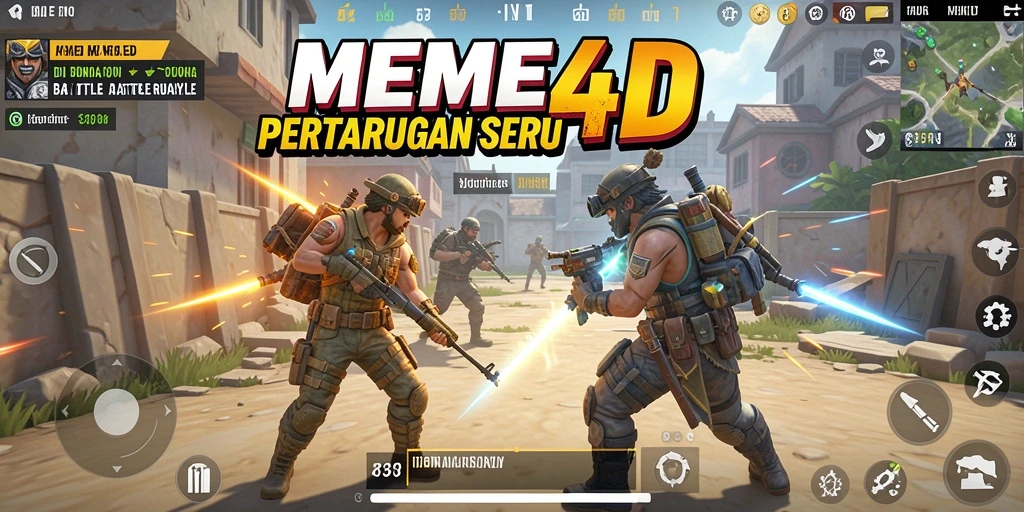 Tangkapan layar gameplay seru di MEME4D Battle Royale.