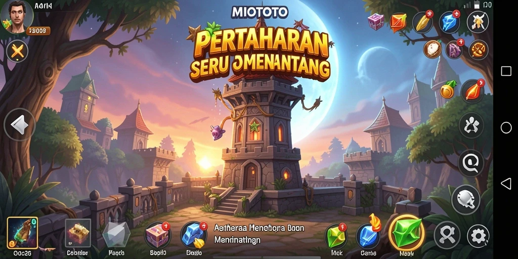 Tangkapan layar menampilkan aksi seru di gameplay Tower Defense MIOTOTO.