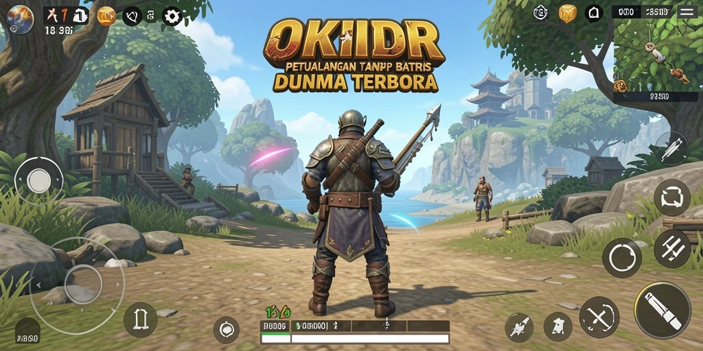 Tangkapan layar dari gameplay OKIDR yang menunjukkan eksplorasi dunia terbuka.