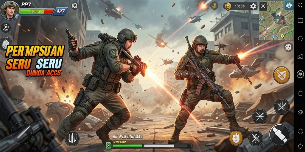 Tampilan gameplay seru dalam PP7 penuh aksi dan tantangan.