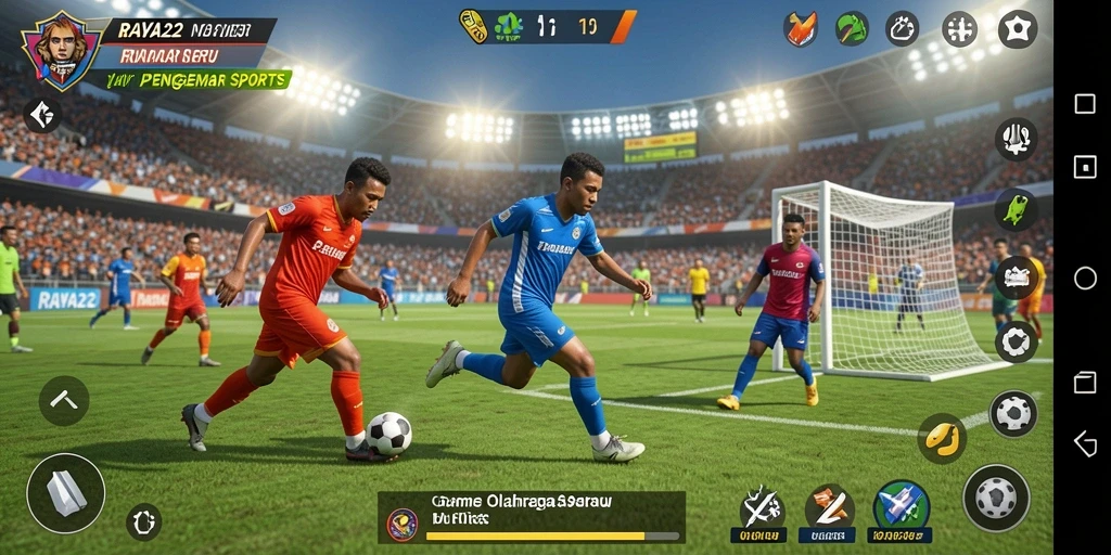 Tampilan gameplay seru di RAYA22 dengan aksi olahraga yang mendebarkan.