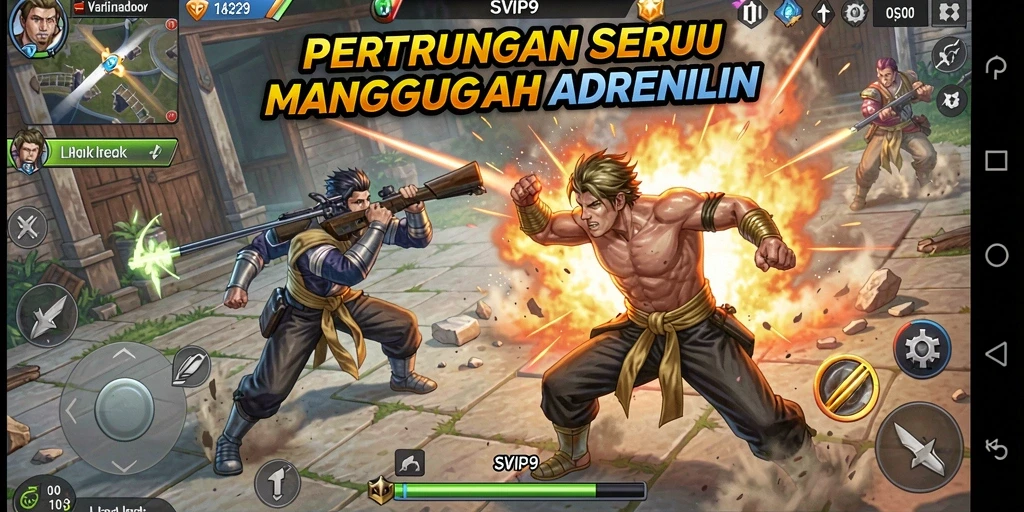 Screenshot permainan SVIP9 menampilkan aksi pertarungan yang mengasyikkan.