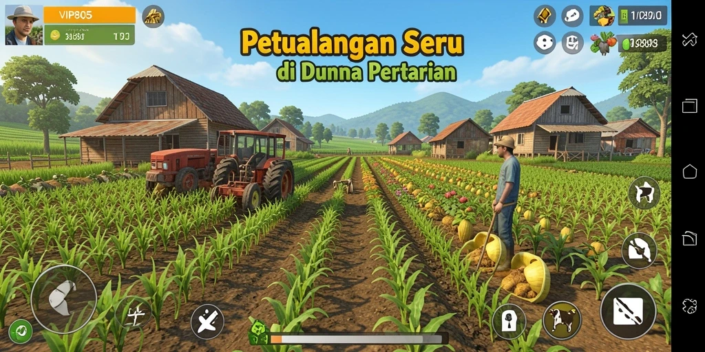 Tampilan menarik dari gameplay pertanian di VIP805.